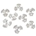 Capuchones de cuentas de estrella con diamantes de imitación de plata para la joyería. - Cupón Estrella Diamante de Imitación (CZ-538) / 21mm / Plateado