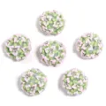 Colorful resin flower rhinestone beads sphere acrylic charms for DIY jewelry making phone chain. - 22mm / Pink Flower Green Leaf