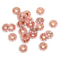 17mm Perle Rondelle Entretoise Perles Or Rose Métal Strass Bague DIY Accessoires Bijoux - 17mm / Base or rose bord droit - style perle