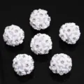 Weiße Harz Blume Strass Perlen DIY Acryl Kugel Anhänger für Handyketten und Schmuckbasteln - 22mm / Weiß
