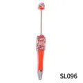 Rhinestone beadable ballpoint pen handmade DIY red crystal pen for custom bead projects - Fluorescent Orange Style (SL096)