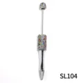 DIY rhinestone beaded pen, metal rotating ballpoint pen with colorful crystals for crafting. - Electroplated Silver Style (SL104)