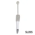 DIY rhinestone beading ballpoint pen with crystal chain decoration, plastic rotary office pen. - White Style (SL095)