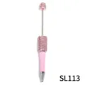 DIY pink rhinestone beadable ballpoint pen with metal rod for custom creative beading. - Candy Light Pink Style (SL113)