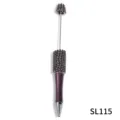 DIY rhinestone beaded ballpoint pen purple plastic rotary pen with sparkling crystal shaft - Deep Purple Style (SL115)