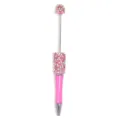 DIY beadable pen with rhinestones pink metal ballpoint pen handmade creative stationery gift - Rose Red Style (SL107005)