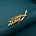 Elegant wheat ear brooch gold alloy yellow crystal gemstone fashion suit jacket pin jewelry - Wheat Ear Style 7 (C2015-7)