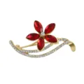 Elegante spilla a fiore con strass rossi e cristalli trasparenti, gioiello moda dorato per donna. - Rosso
