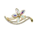 Spilla Fiore Strass Oro Brillante Cristallo Foglia Ago Elegante Gioiello Moda Donna - Arcobaleno