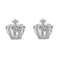 Boutons de manchette couronne argentés avec strass pour chemises habillées homme. - Argent