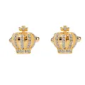 Boutons de manchette couronne en cristal doré pour hommes femmes, strass élégants. - Or