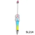 Handmade DIY beaded ballpoint pen with cute flower and crystal decor for office use. - Purple Blue Yellow Gradient (SL214)
