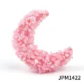 Perline in resina a mezzaluna rosa perline acriliche sfuse fai da te accessori gioielli - Pezzo Singolo (39x50mm) / Rosa Gelatina Pieno di Strass (JPM1422)