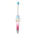 DIY beadable pen with pink gradient body, pearl and colorful heart charms for custom crafts. - Blue White Purple Gradient