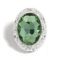 Oval green rhinestone charm DIY beaded pendant vintage silver metal jewelry accessory part - Oval - Emerald Green / 10 Pieces/Pack (19x25mm)