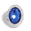Oval blue rhinestone metal bead for DIY jewelry making, charm, phone strap, and bracelet design. - Oval-Blue / 10 Pieces/Pack (19x25mm)