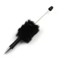 Creative DIY plush beaded pen, black pom pom ball ballpoint pen, novelty cute stationery item. - Black