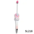 Penna a sfera di perle fai da te con corpo glitterato rosa e fiori in strass per artigianato creativo. - Sfumatura Rosa Rosso Bianco Pink (SL218)