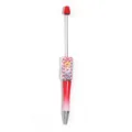 DIY beaded ballpoint pen, red gradient barrel with colorful heart pearl charms, creative gift. - Pearlescent Red Gradient
