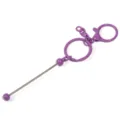 Purple DIY Beaded Metal Keychain with Lobster Clasp and Chain Pendant Accessory - Candy Purple