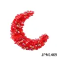 Perline di resina di luna gelatina rossa strass acrilico fai da te accessori per gioielli - Pezzo Singolo (39x50mm) / Rosso Gelatina Pieno di Strass (JPM1469)