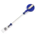 Enrouleur de badge retractable porte carte professionnel avec tige en metal et laniere transparente - Bleu
