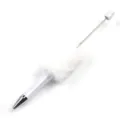 Creative DIY white plush beaded ballpoint pen, fluffy beadable pen stationery supply. - White