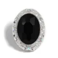 Oval Black Rhinestone DIY Bead Silver Metal Charm for Phone Chain Jewelry Accessor - Oval Black / 10 Pieces/Pack (19x25mm)