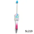 Penna a sfera con perline di fiori fai-da-te, corpo sfumato rosa con ciondoli floreali. - Sfumatura Blu Bianco Viola (SL219)
