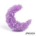 Purple jelly resin moon rhinestone bead acrylic DIY jewelry accessory loose bead for crafts use - Single Piece (39x50mm) / Jelly Purple Full Drill (JPM1424)