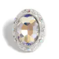 Ovale Strass Perle DIY Kristall Anhänger Silberfarben glitzerndes Zubehör für Handykette - Oval - Weißes Mondlicht