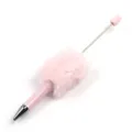 DIY fluffy kraalbalpen met roze pluche pompon en metalen staafje voor eigen kralen. - Snoep Lichtroze