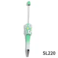 Penne a sfera con perline fai da te con corpo sfumato verde e ciondoli floreali per artigianato. - Sfumatura Verde Verniciato (SL220)