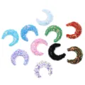 Colorful glitter crescent moon resin beads, perfect for DIY jewelry making and craft accessories. - Single Piece (39x50mm) / Sequin Multicolor Random Mix (JPM1426)