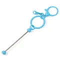 Blue electroplated DIY metal beaded keychain pendant accessory with lobster clasp pin rod. - Candy Blue