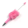 Roze pluche kraalbalpen met metalen staaf en pluche bal, creatieve DIY plastic balpen variant. - Nieuw Roze