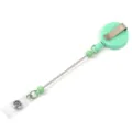 Enrouleur de badge retractable vert avec perles porte-carte d'identite pince clef infirmiere - Vert