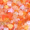 Mixed acrylic beads craft kit, cute bow heart star charm loose beads for DIY jewelry making. - 500g Pack / Orange
