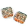 14mm square liuli flower glass beads, colorful variant DIY bracelet necklace jewelry accessories - 14mm (Approx. 100 Pcs/Pack) / Gradient Green Orange