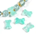 Translucent glass bow beads and crackle round beads DIY jewelry accessories for bracelets - 10x14mm / Lake Blue