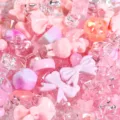 Mixed acrylic beads DIY phone chain cute pink bow heart loose charms wholesale supply - 500g Pack / Pink