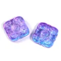 14mm square gradient purple glazed glass beads fortune flower charms DIY jewelry - 14mm (Approx. 100 Pcs/Pack) / Gradient Blue Purple