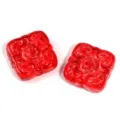 14mm square red glazed flower beads glass DIY bracelet necklace jewelry accessories - 14mm (Approx. 100 Pcs/Pack) / Jelly Bright Red