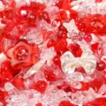 Assorted acrylic beads bulk mixed shapes red white bows hearts DIY phone charms supplies - 500g Pack / Red