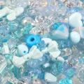 Mixed blue acrylic beads for DIY jewelry making, cute heart and bow spacer beads for phone charms. - 500g Pack / Blue