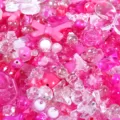 Mixed acrylic beads DIY material package, pink bow heart transparent loose beads for crafts. - 500g Pack / Rose Red