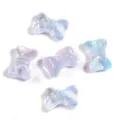 Transparent glass bow beads for DIY jewelry making, colorful vertical hole craft beads. - 10x14mm / Gradient Blue Pink