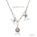 Collana a catena oceano in acciaio inossidabile argento con ciondoli conchiglia e stella marina - Collana Stella Marina Conchiglia (81324) / Argento