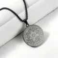 Collar con colgante del sello de los siete arcángeles en acero inoxidable negro para hombre - Cadena de Perlas Cuadradas / Negro