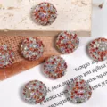 Perline a sfera con pavè di strass fai-da-te per gioielli, accessori di cristallo scintillanti. - 17mm / arancio-rosso